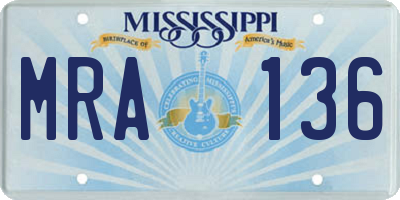 MS license plate MRA136