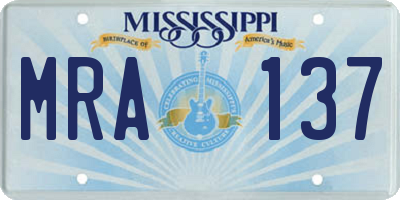 MS license plate MRA137