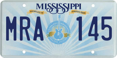 MS license plate MRA145