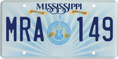 MS license plate MRA149