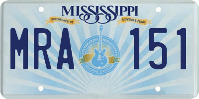 MS license plate MRA151