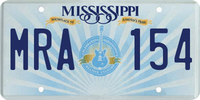 MS license plate MRA154