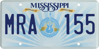 MS license plate MRA155