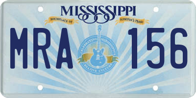 MS license plate MRA156