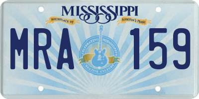 MS license plate MRA159