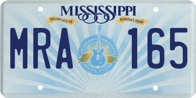 MS license plate MRA165