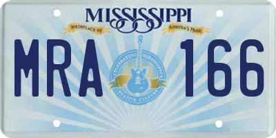 MS license plate MRA166