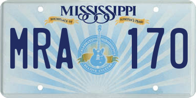MS license plate MRA170