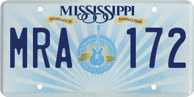 MS license plate MRA172