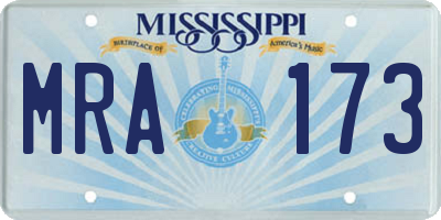 MS license plate MRA173