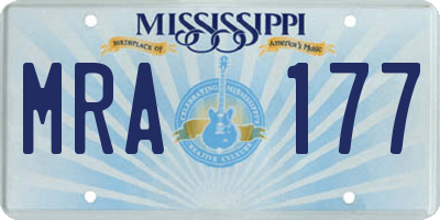 MS license plate MRA177
