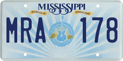MS license plate MRA178