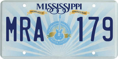 MS license plate MRA179