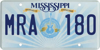 MS license plate MRA180
