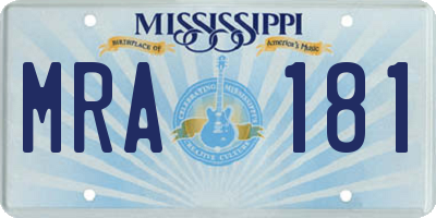 MS license plate MRA181