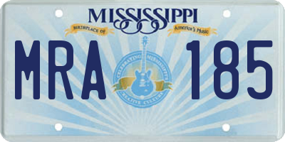 MS license plate MRA185