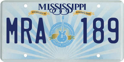 MS license plate MRA189