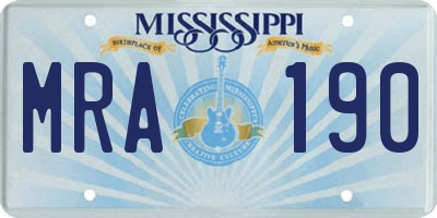 MS license plate MRA190