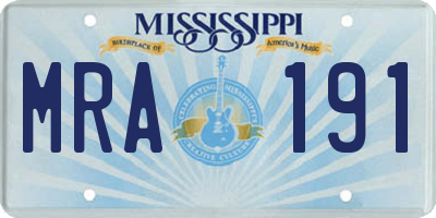 MS license plate MRA191