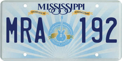 MS license plate MRA192