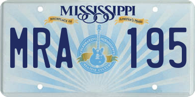 MS license plate MRA195