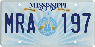 MS license plate MRA197