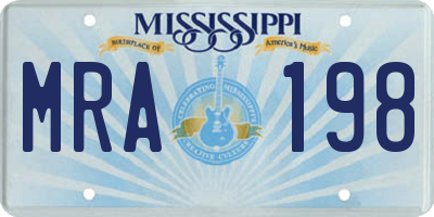 MS license plate MRA198