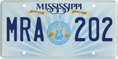 MS license plate MRA202