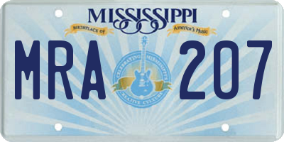 MS license plate MRA207