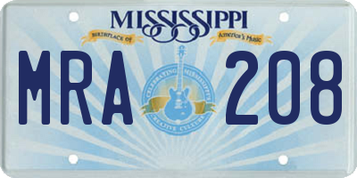 MS license plate MRA208