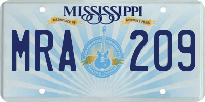MS license plate MRA209