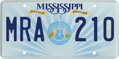 MS license plate MRA210
