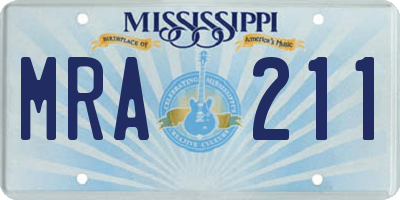 MS license plate MRA211