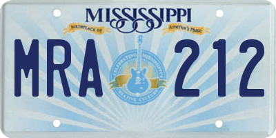 MS license plate MRA212