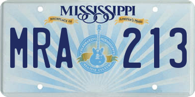 MS license plate MRA213