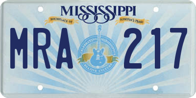MS license plate MRA217