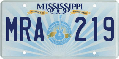 MS license plate MRA219