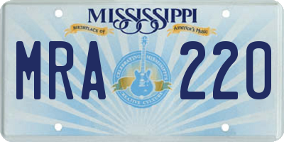 MS license plate MRA220