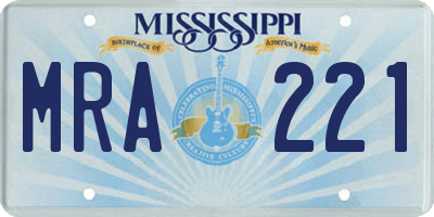 MS license plate MRA221