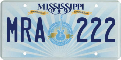 MS license plate MRA222