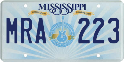 MS license plate MRA223