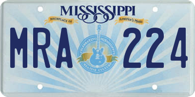 MS license plate MRA224