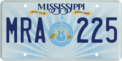 MS license plate MRA225
