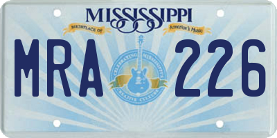 MS license plate MRA226