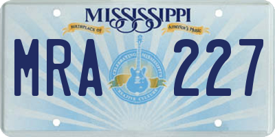 MS license plate MRA227