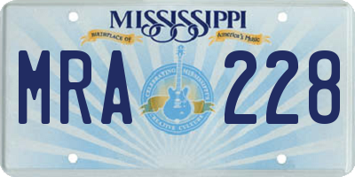 MS license plate MRA228