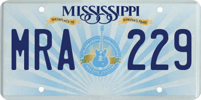 MS license plate MRA229