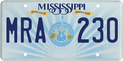 MS license plate MRA230