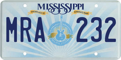 MS license plate MRA232