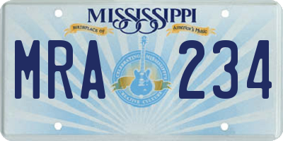 MS license plate MRA234